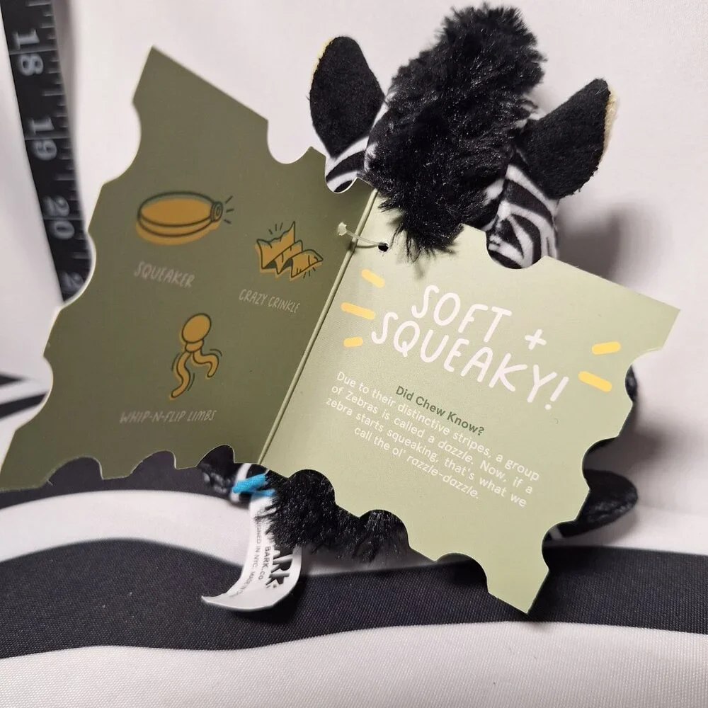 NWT Bark Zuwena Zebra Dog Toy S